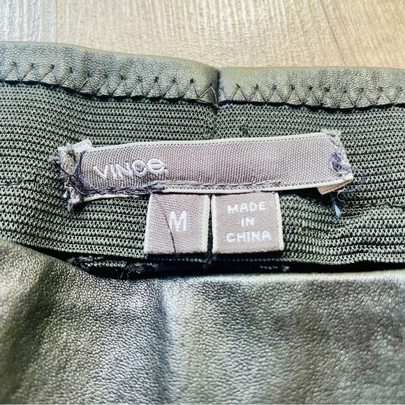 Vince. Black Leather and Suede Leggings Medium - Picture 3 of 7